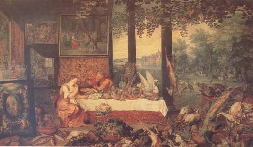 BRUEGHEL, Jan the Elder Sense of Taste (mk14) oil painting image